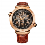 SURVAN 先机世界时男士全自动机械表皮带男表SVA0003玫瑰金